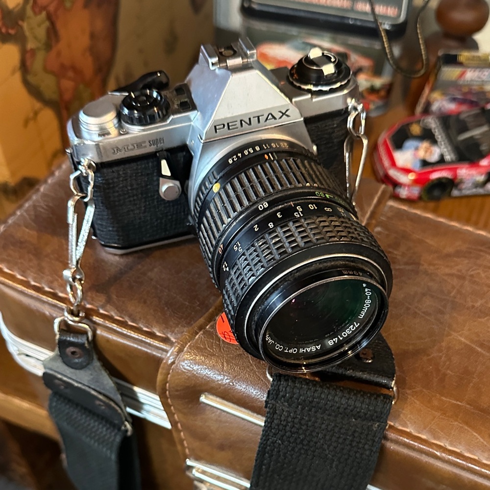 Pentax Black and Silver Film Camera with Brown Case - Picture 6 of 7